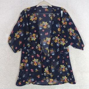 Dizzy Gal Women's‎ Navy Chiffon Floral Cover Size S